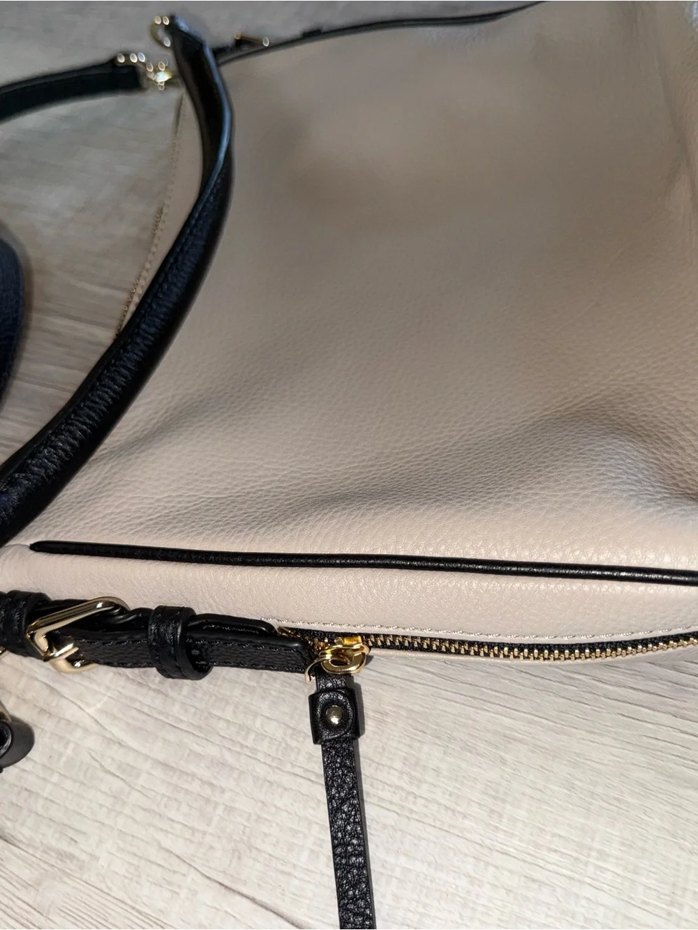 kate spade Two-Tone Pebbled Leather Shoulder Bag in Ivory and Black